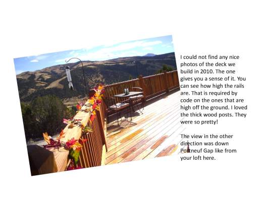 picture of a deck with a mountain view
