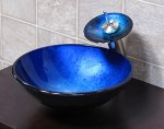 blue glass sink