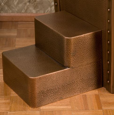 hand made copper stairs for bathtub