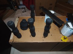 furniture legs turned upside down drying after painting